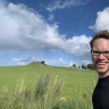 In front of an ancient hill