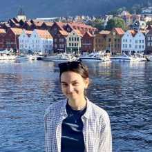 Photo of me in front of a marina