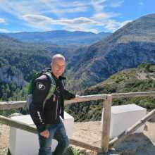 Biker admiring Spanish landscape 