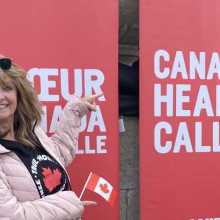 Laura at a Canada Day celebration wearing warm clothes
