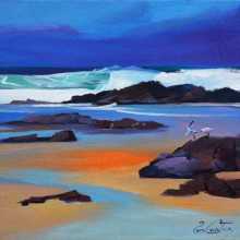 Where deep blue and bright orange converge, seagulls listen to the eternal melody of the tides.