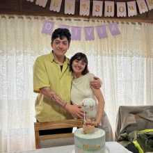 Me with my partner celebrating the babyshower of our daughter.