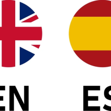 Spanish & English flag icons; iconos de las banderas de España y del Reino Unido
