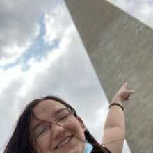 A photo of myself in front of the Washington Monument