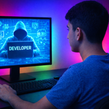 शांत पृष्ठभूमि में एक व्यक्ति का पोर्ट्रेट,