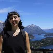 This is me smiling on holiday in Bariloche.