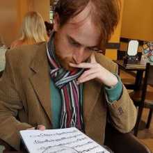 Music student reading a jazz sheet