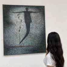 I am gonna be a fashion designer, I am interested in art, music and movies, k dramas a little. I'm standing next to a painting.